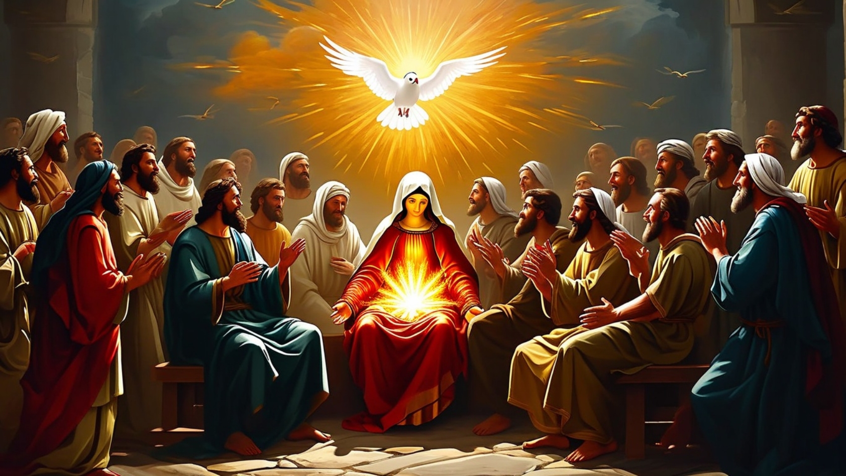 Biblical,Image,Of,The,Great,Pentecost,On,Disciples,And,Mother