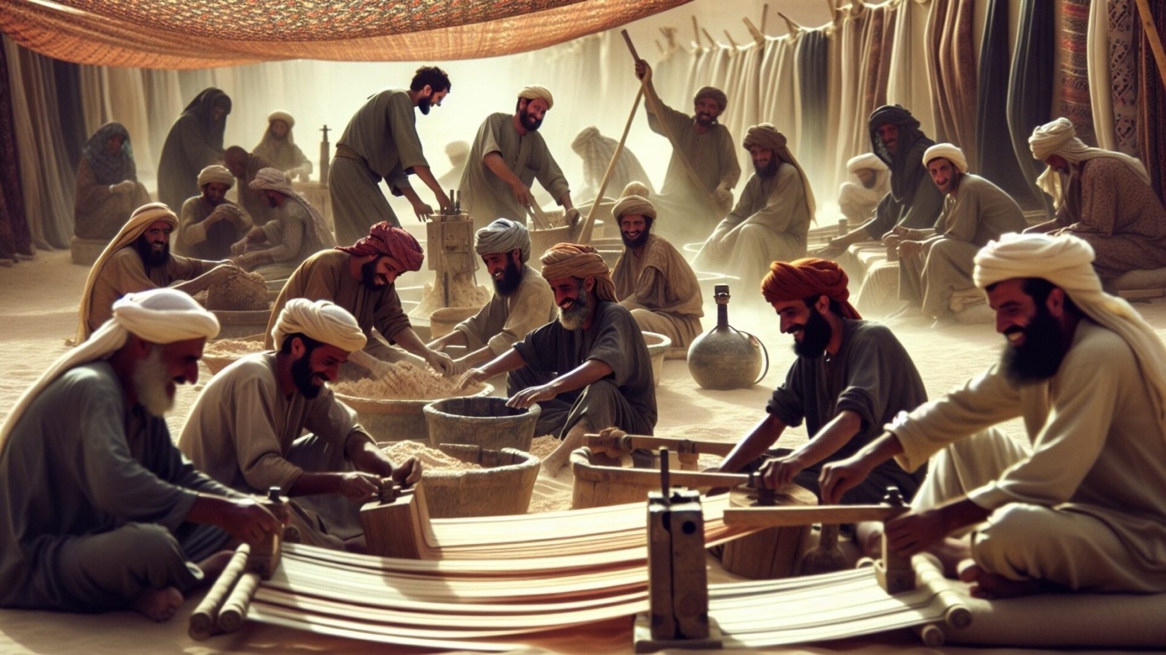 Outdoor,Photo,Of,A,Group,Of,People,Af,Ancient,Middle
