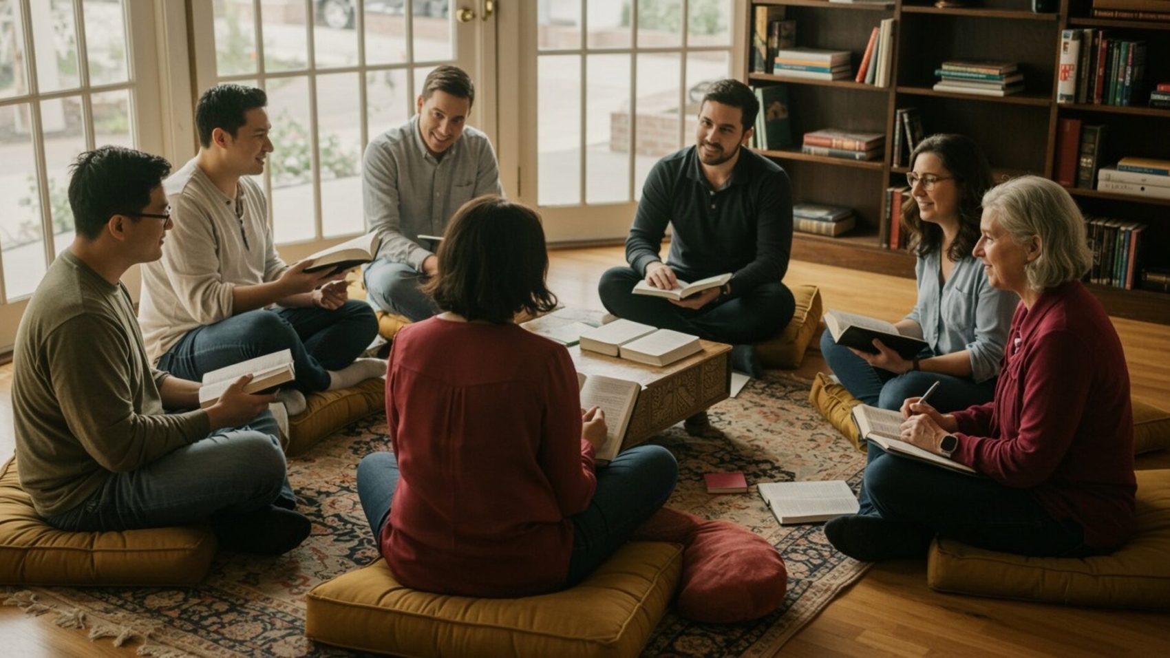 People,Talking,And,Studying,The,Bible,Seat,Around,Without,A