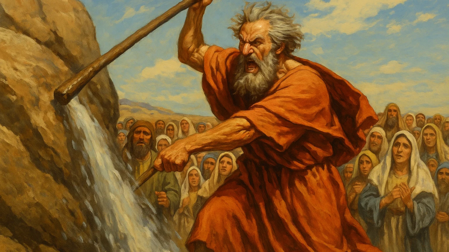 Moises golpeando la roca