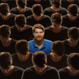 Top,View,Of,Grey,Crowd,Of,Identical,People,And,Special